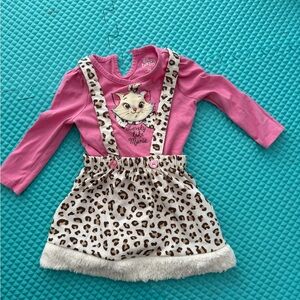 Disney Pink and Leopard Print Kids Suspenders Outfit